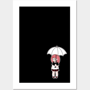 Cute girl with umbrella Posters and Art